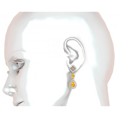 Asin Citrine & diamond Dangle Earrings